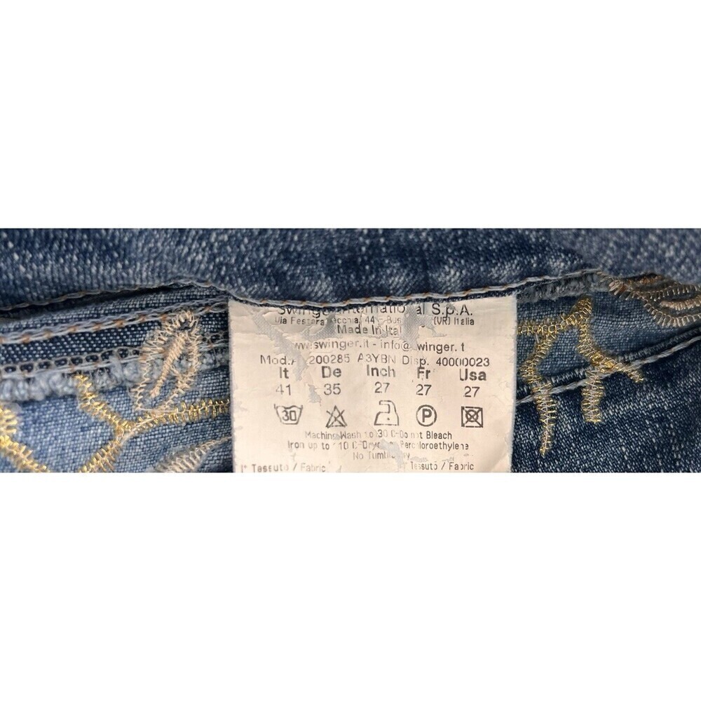 VTG RoccoBarocco Jeans Women’s Size 27 Floral Fish Embroidered Straight Leg - Picture 11 of 11